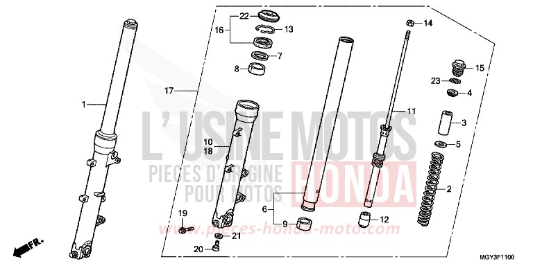 FOURCHETTE AVANT von VFR800X „Crossrunner“ MAT GUNPOWDER BLACK METALLIC (NH436) von 2013
